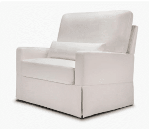 Screenshot 2026-02-06 at 9.09.05 PM White upholstered modern with traditional style nursery chair with pillow back and swivel features