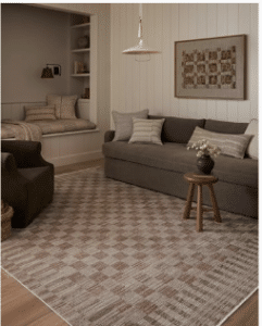 Neutral textured nursery rug in soft earth tones