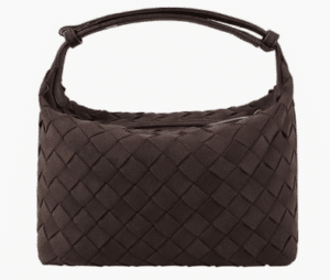 Brown woven suede shoulder bag.