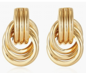Gold knot double hoop earing