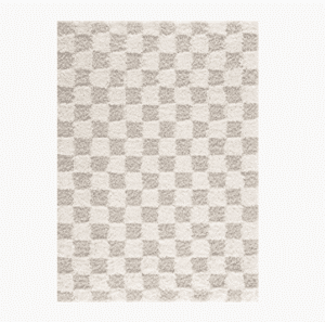 checkered neutral nursery room rug