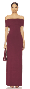 This elegant oxblood maxi dress is perfect for various occasions including date nights, wedding guest attire, cocktail parties, holiday celebrations, or any special evening event. The sophisticated color and off-shoulder design make it ideal for both semi-formal and formal occasions.