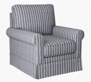 Swivel Accent Blue Chair Linen Pinstripe Modern Transitional