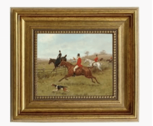 Print on Canvas Gold Frame Home Wall Art Décor Equestrian Horse Fox Hunting Sporting