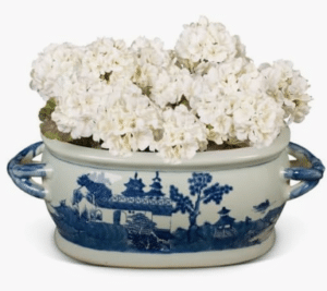 Chinese Blue and White Scenery Motif Porcelain Planter