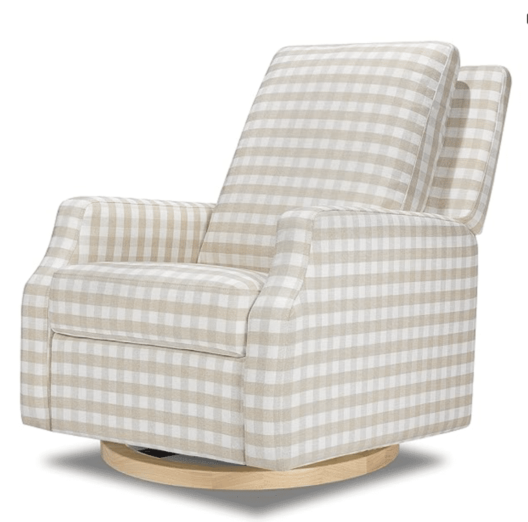 Gingham Swivel Reclining Nursery Chair
