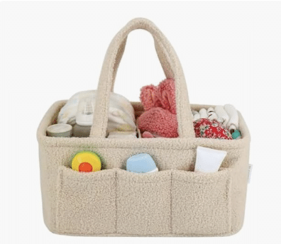 Beige Sherpa Baby Diaper Caddy