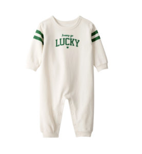 carters Baby St Patricks Day Lucky Long Sleeve Jumpsuit Cream