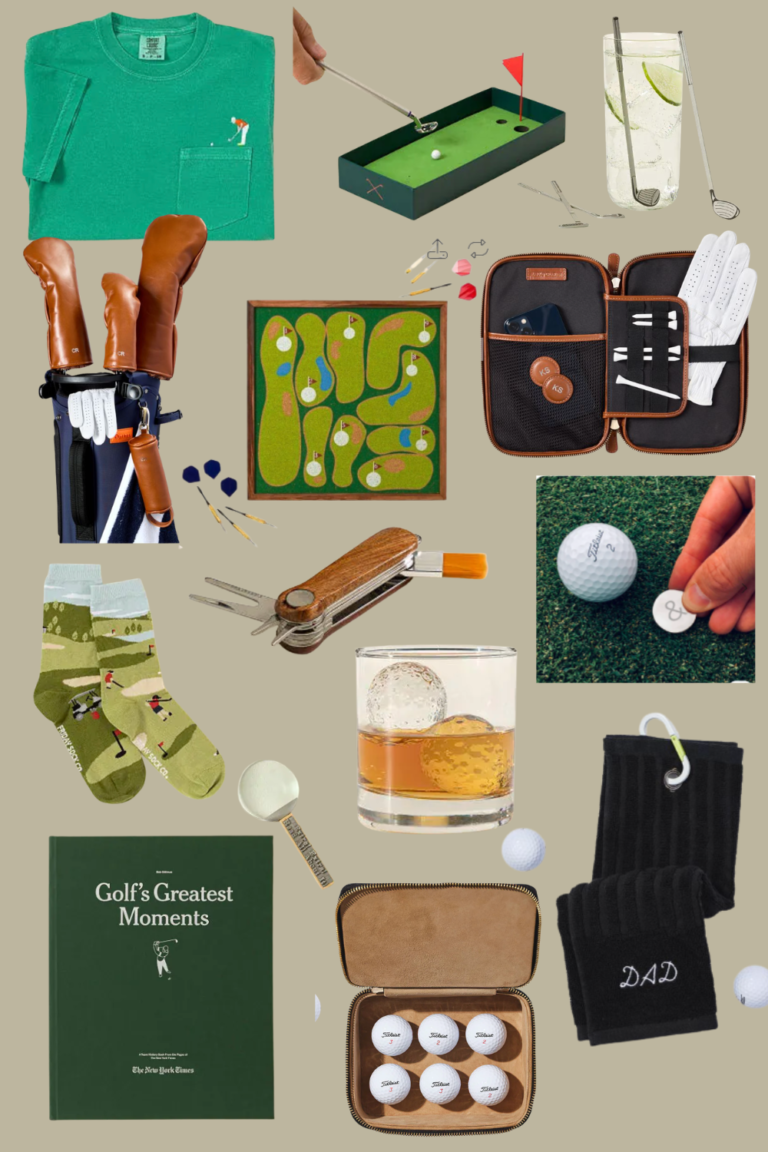 2026 golf gifts for him collage featuring personalized golf accessories, golf-themed gift ideas, and stylish gifts for the guy who loves golf