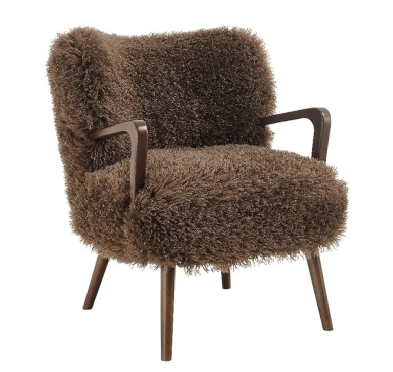 Brown Shearling Lounge Chair