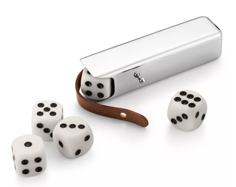 Leather and Stainless Steel Dice Set