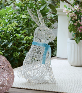 Lit Rattan Easter Bunny Outdoor Decor