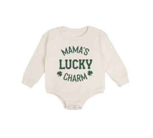 Mamas Lucky Charm St. Patrick's Day Long Sleeve Romper