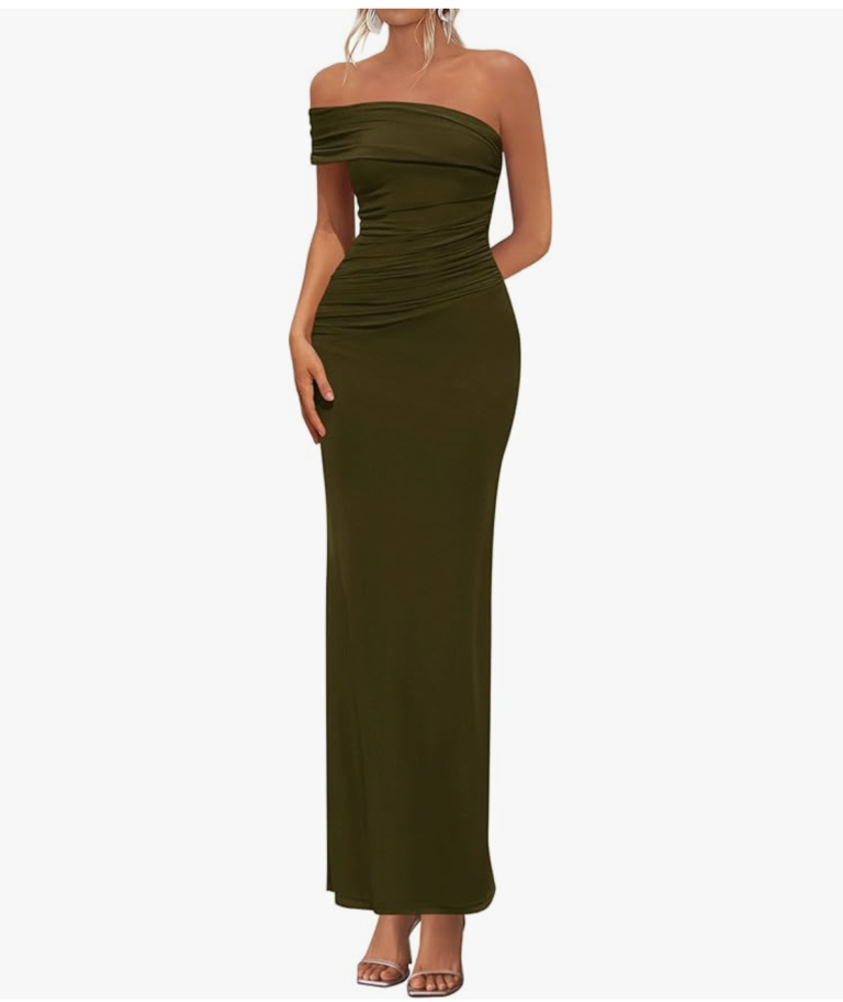 Off the Shoulder Ruched Bodycon Formal Maxi