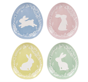 Pastel Color Bunny Stoneware Salad Plates Set