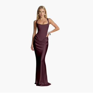 Satin Corset Formal Maxi Dress
