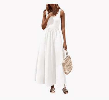 Casual Scoop Neck Sleeveless Long Dress