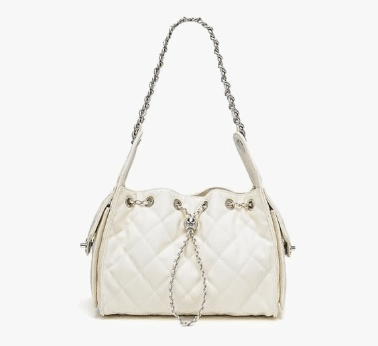 Quilted Leather Hobo Bag with Chain Strap