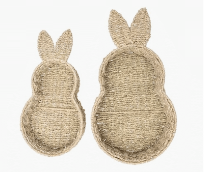 Bunny Shaped Seagrass Decor Tray