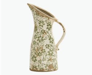 Tuscan Ceramic Green Scroll Pitcher Vase