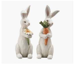Resin Rabbits with Carrot Easter Decor