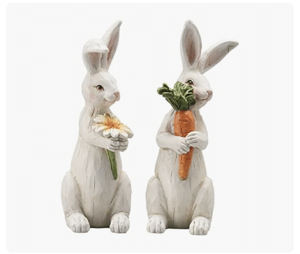 Resin Rabbits with Carrot Easter Decor