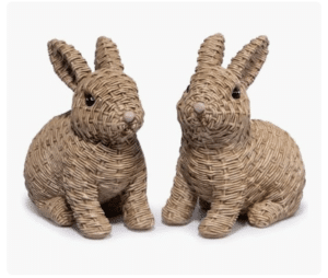set of two woven easter bunny figures