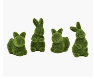 Green Fuzzy moss Flocked Bunny Easter decor