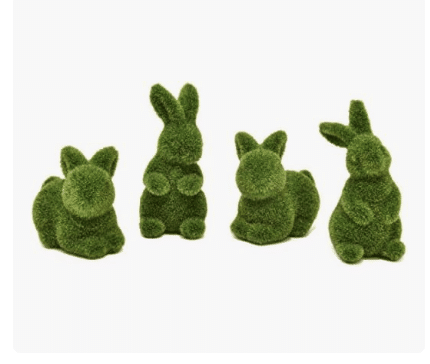 Green Fuzzy moss Flocked Bunny Easter decor