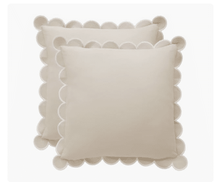 Cream Scalloped Pillow Cover