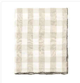 Cream Checkered Linen Tablecloth