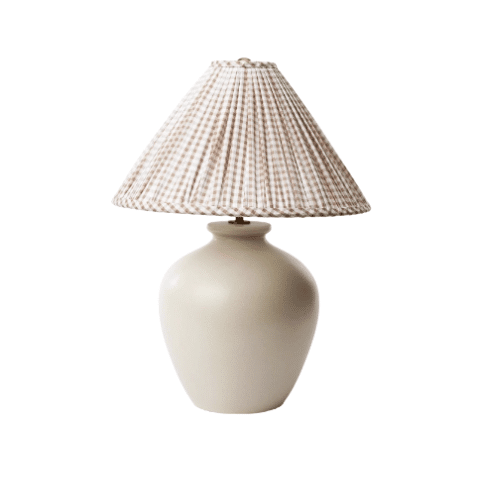 McGee Co Beige Gingham Table Lamp
