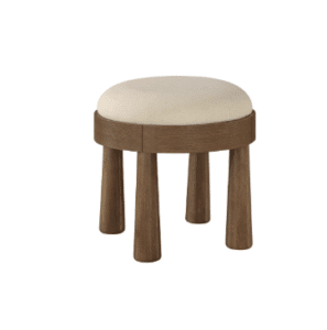 Ottoman Beige Linen Brown Walnut