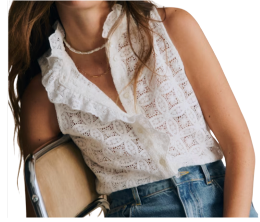 Sezane Sleeveless Guipure Shirt