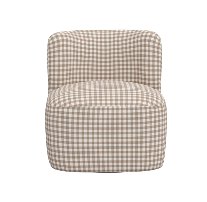 Upholstered Swivel Gingham Chair